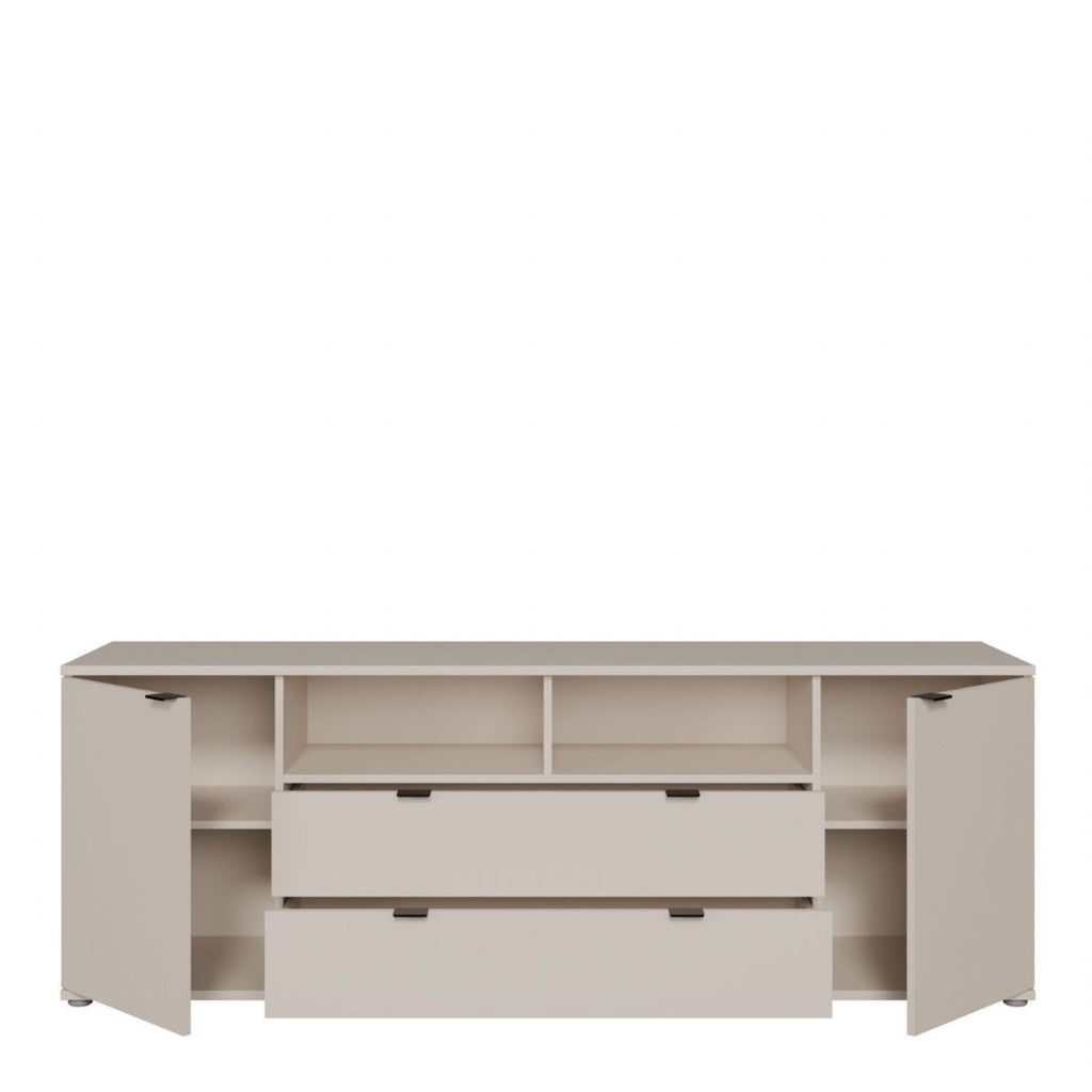 Ganymede Wide TV Unit with Open Shelving, 2 Drawers & 2 Doors in Sand