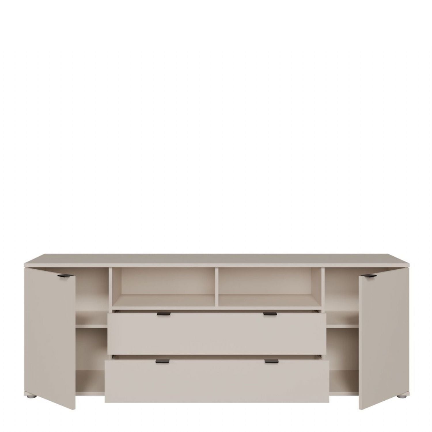 Ganymede Wide TV Unit with Open Shelving, 2 Drawers & 2 Doors in Sand