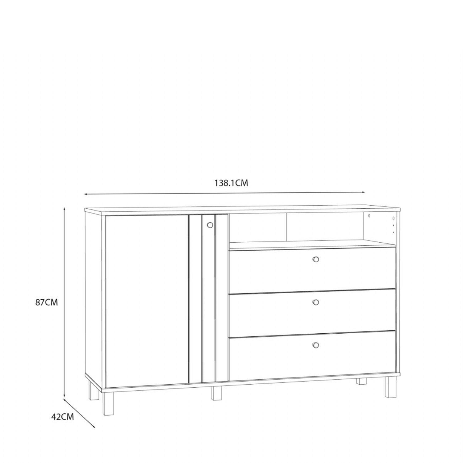 Grafton 1 Door 3 Drawer Chest In Cream and Oak