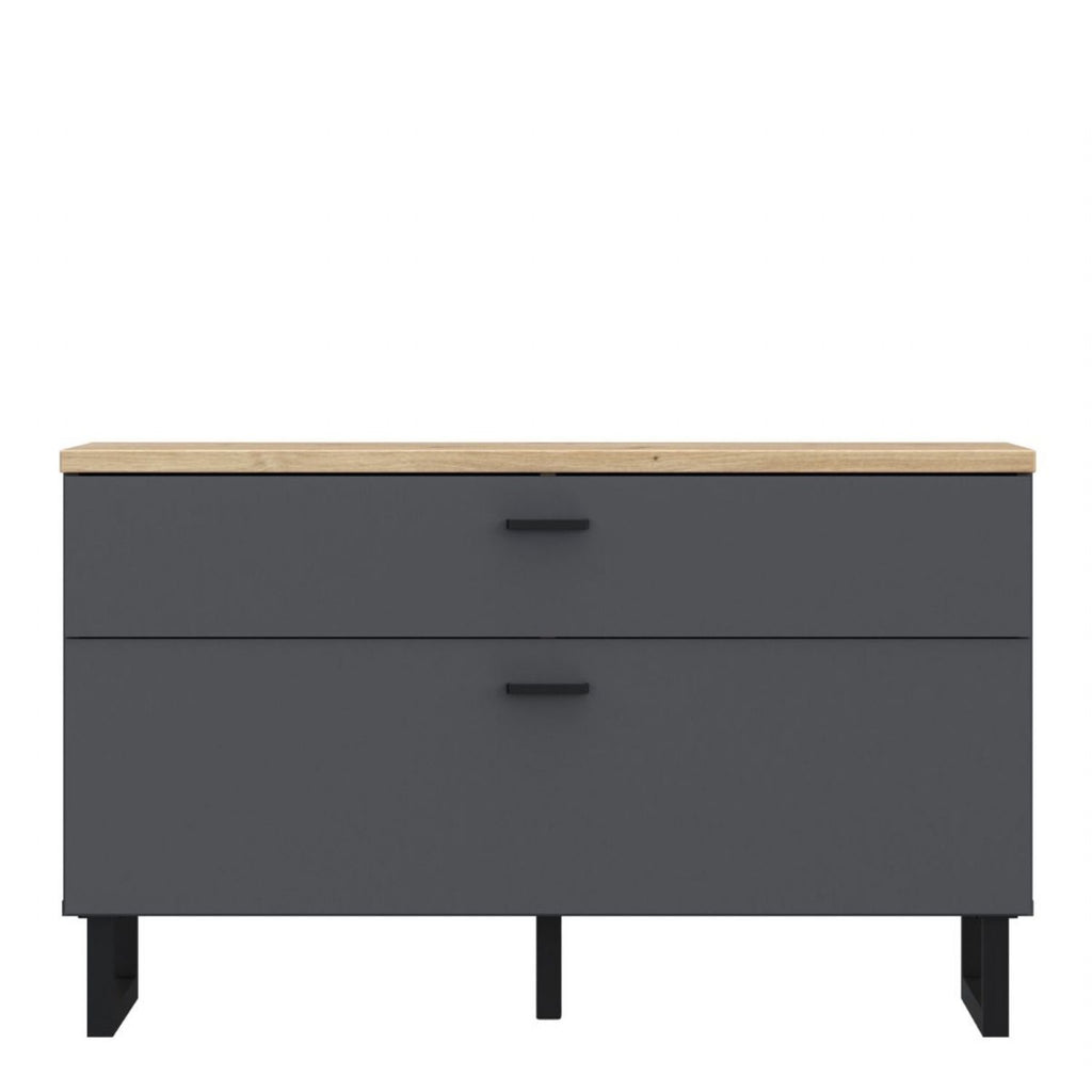 Klara TV Unit with 1 Drawer 1 Flip Door in Grey and Oak