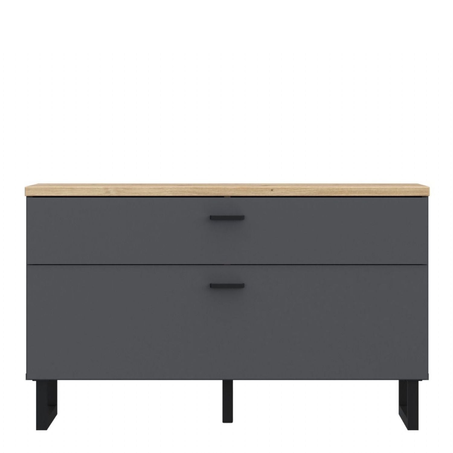 Klara TV Unit with 1 Drawer 1 Flip Door in Grey and Oak