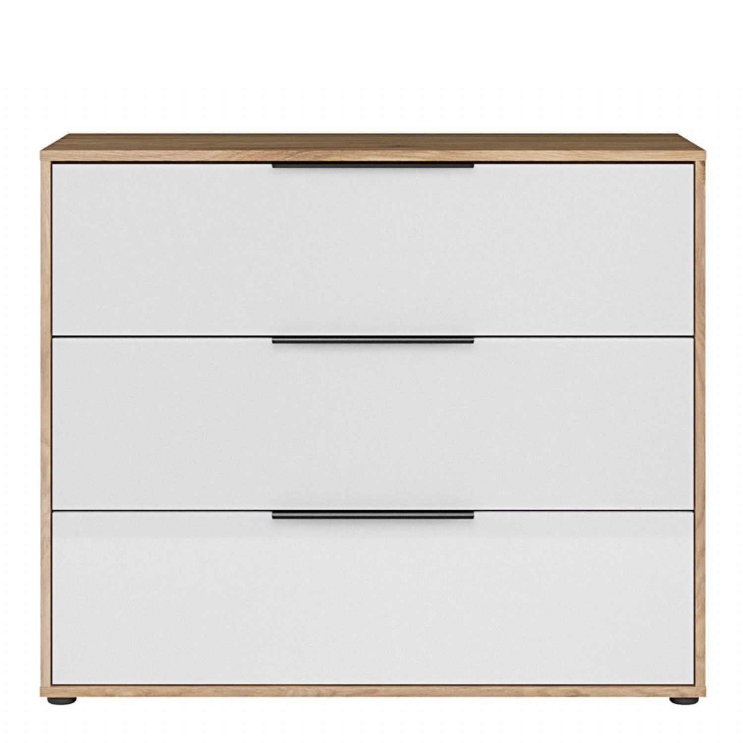 Orkney 3 Drawer Chest in Mauvella Oak and White Gloss