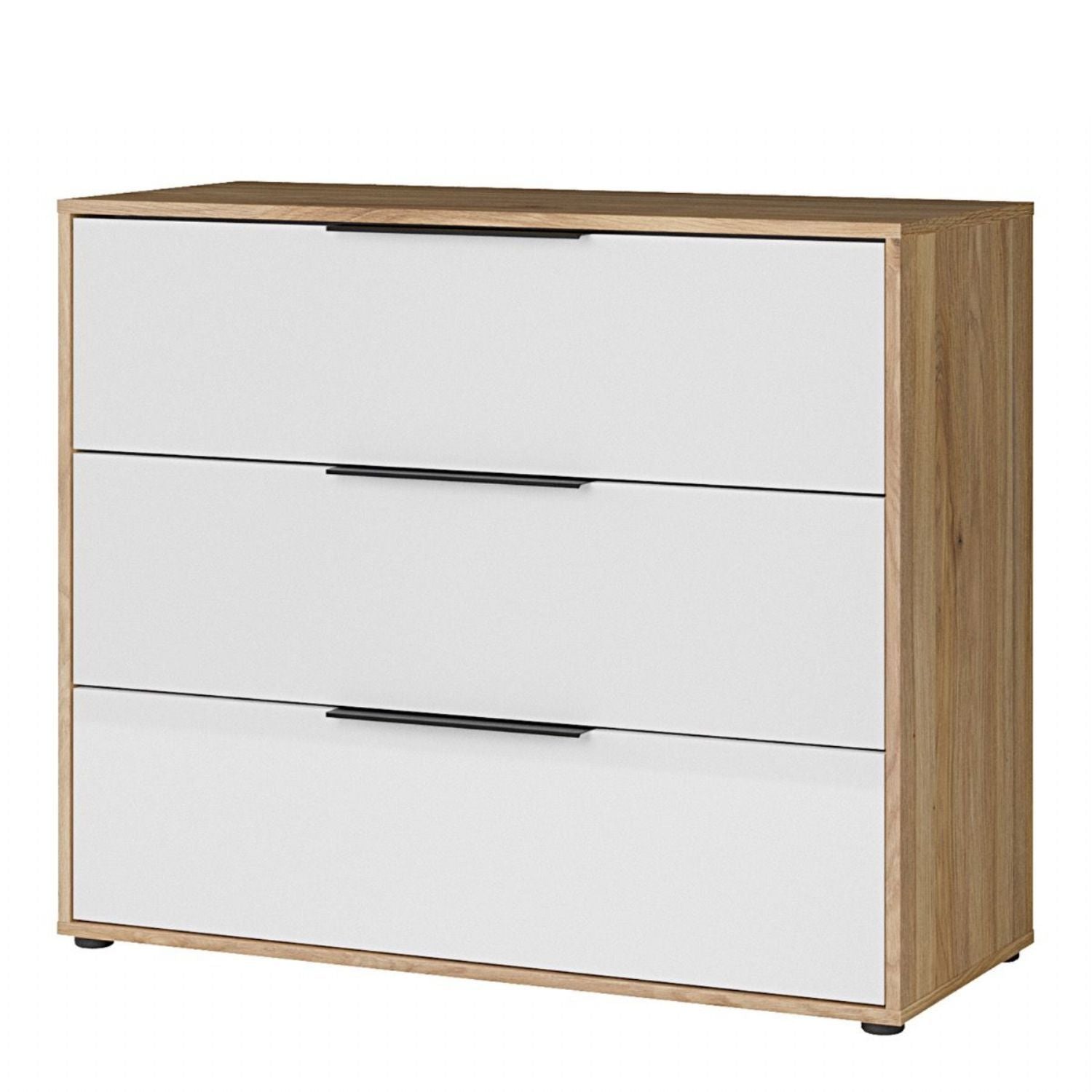 Orkney 3 Drawer Chest in Mauvella Oak and White Gloss