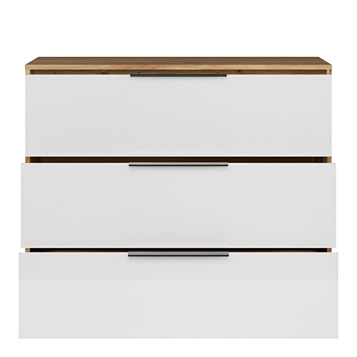 Orkney 3 Drawer Chest in Mauvella Oak and White Gloss