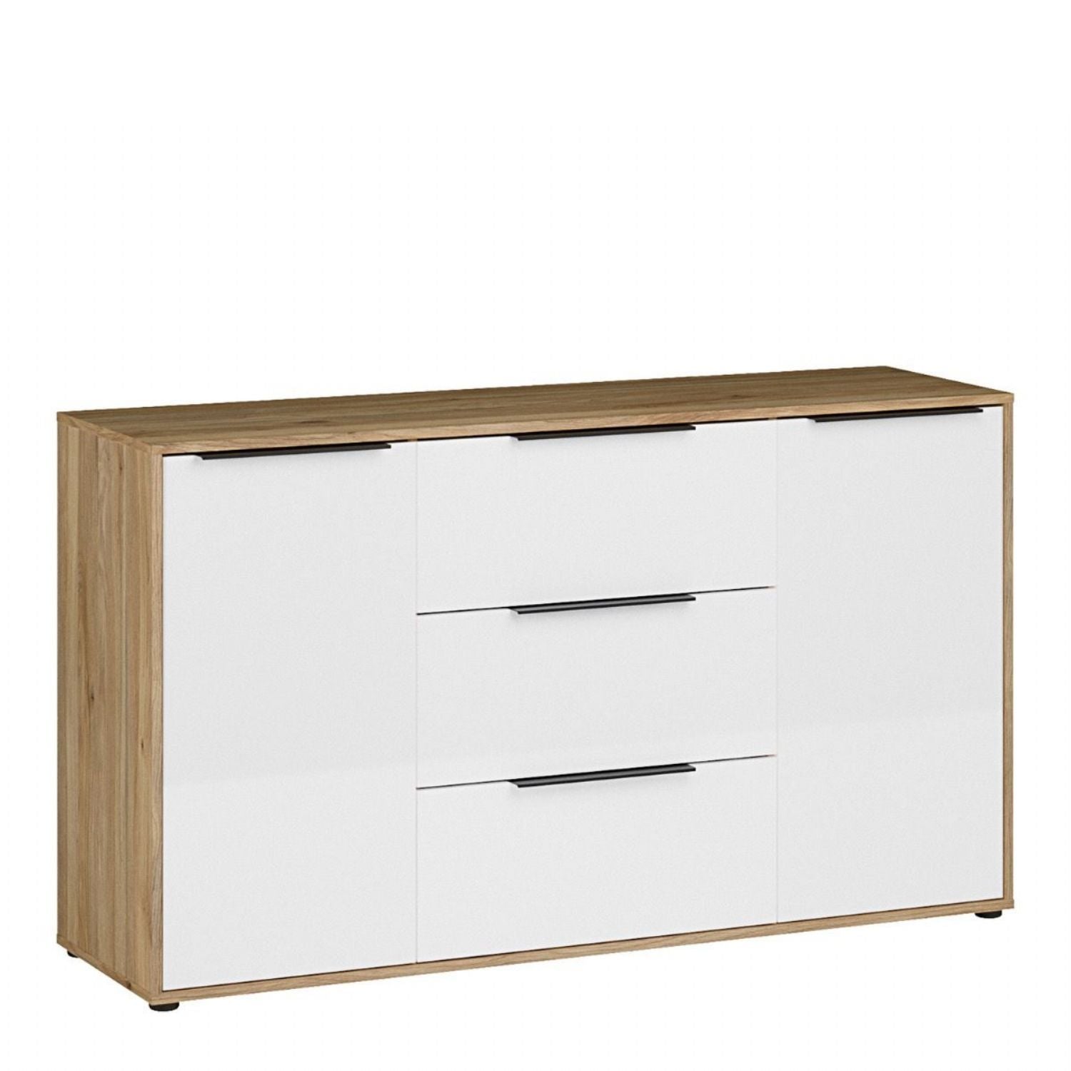 Orkney 3 Drawer Sideboard with 2 Doors in Mauvella Oak and White Gloss