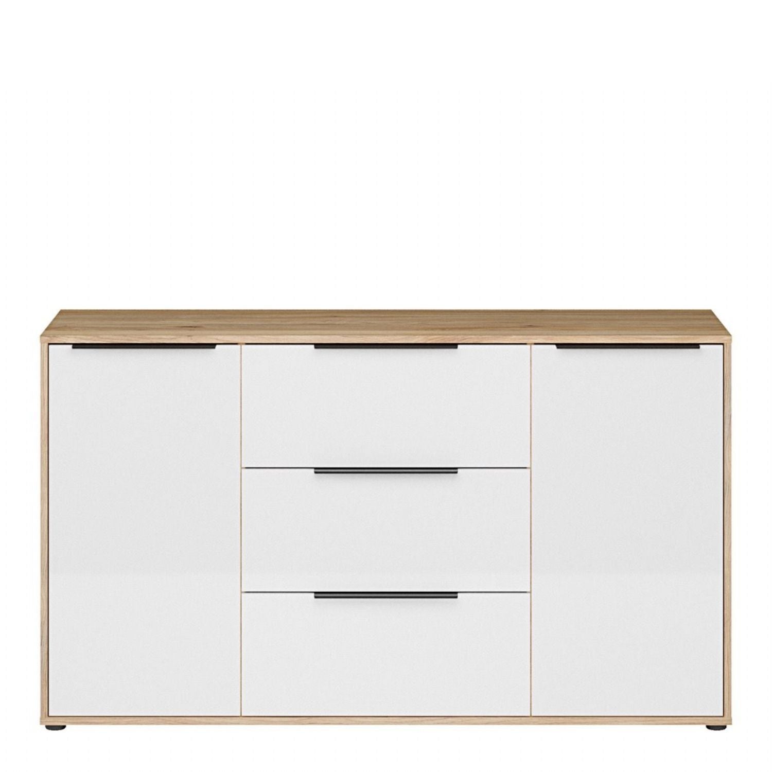 Orkney 3 Drawer Sideboard with 2 Doors in Mauvella Oak and White Gloss