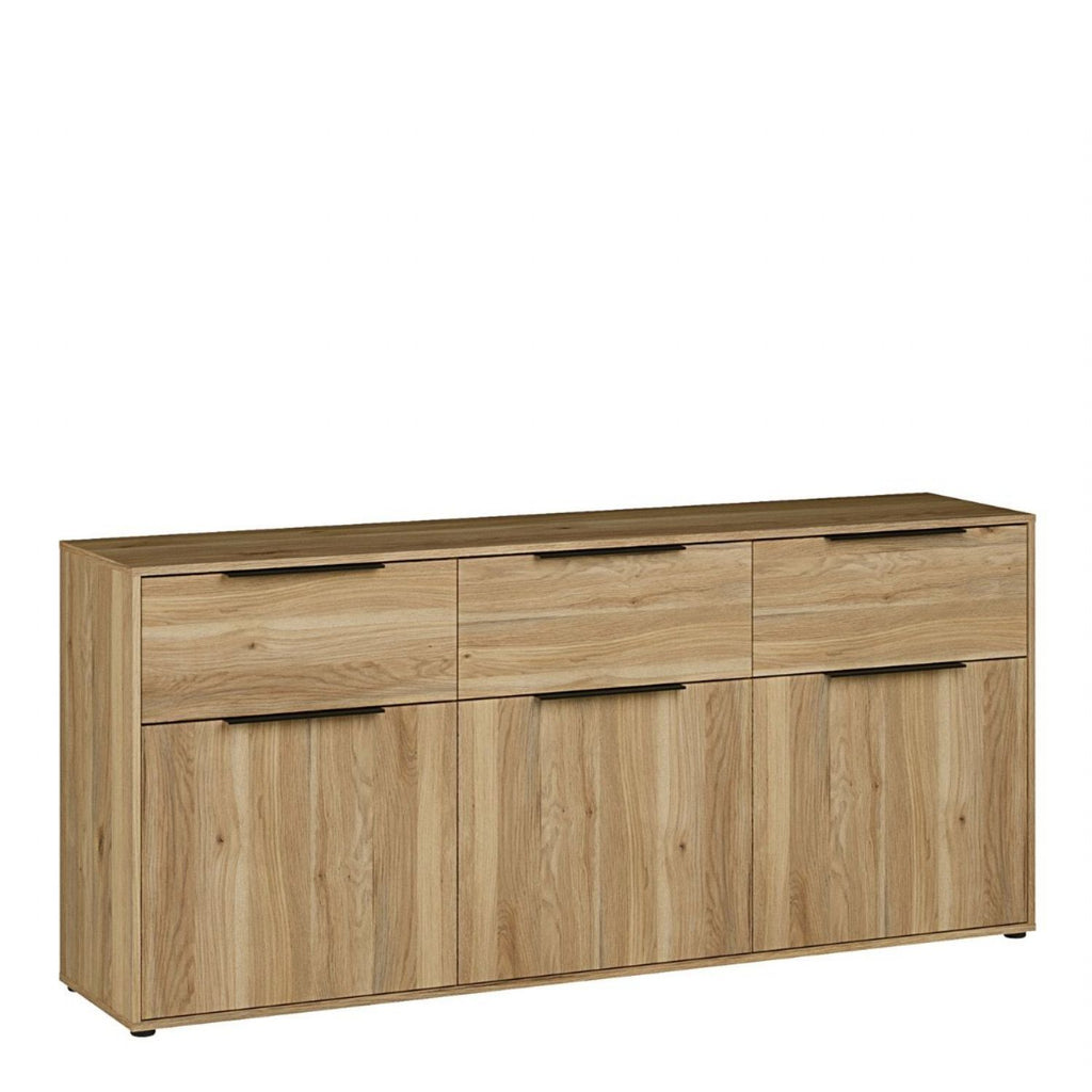 Orkney 3 Drawer Sideboard with 3 Doors in Mauvella Oak
