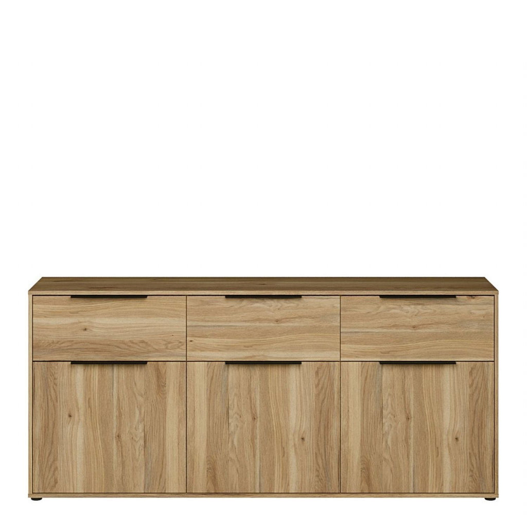 Orkney 3 Drawer Sideboard with 3 Doors in Mauvella Oak