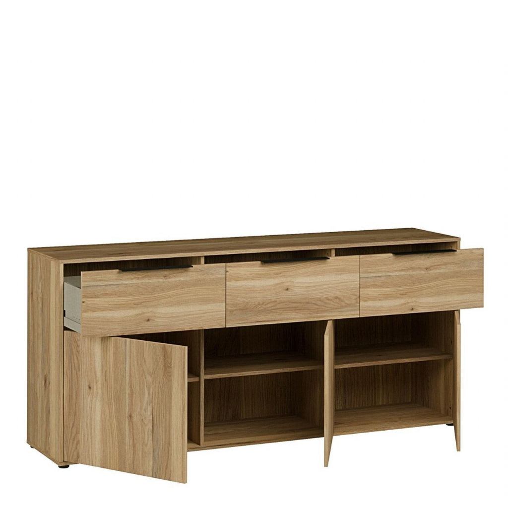 Orkney 3 Drawer Sideboard with 3 Doors in Mauvella Oak