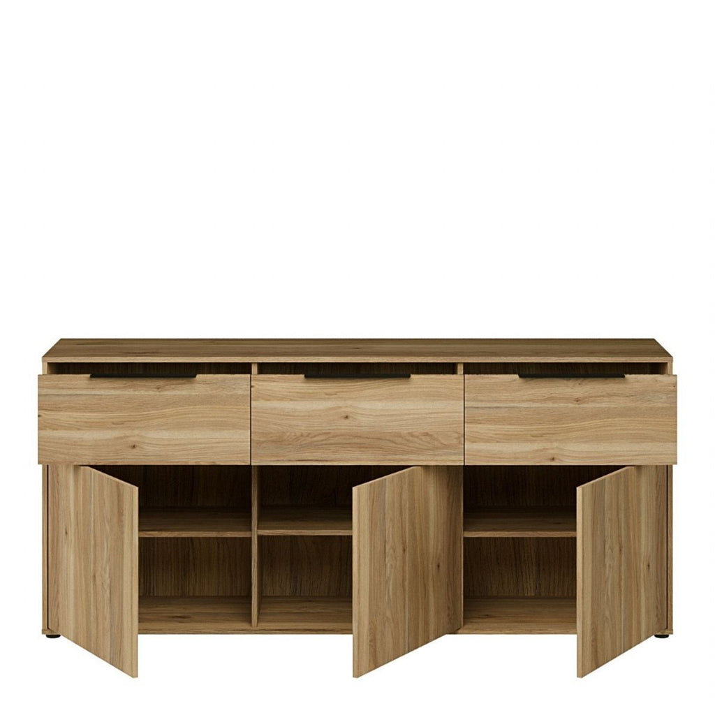 Orkney 3 Drawer Sideboard with 3 Doors in Mauvella Oak