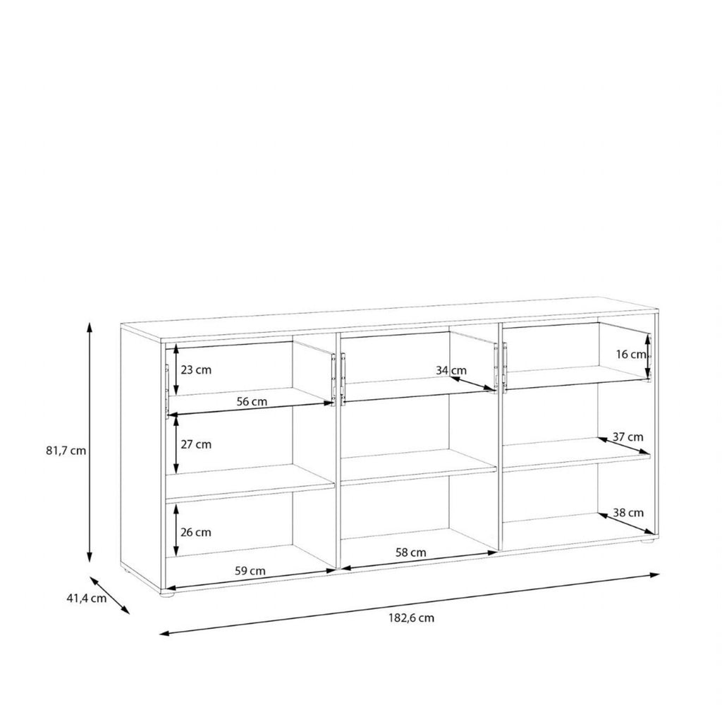 Orkney 3 Drawer Sideboard with 3 Doors in Mauvella Oak