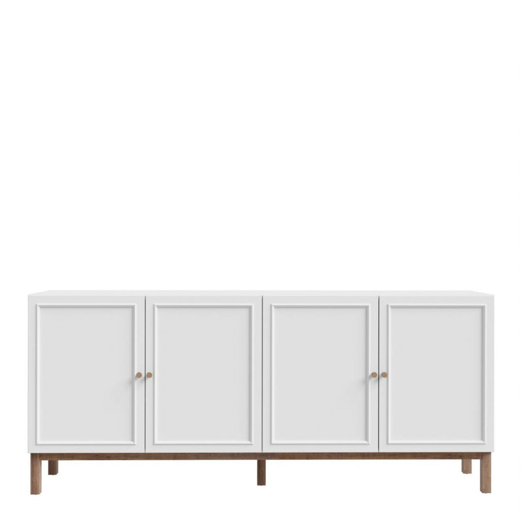 Wensley 4 Door 1 Drawer Sideboard in Light Grey and Oak