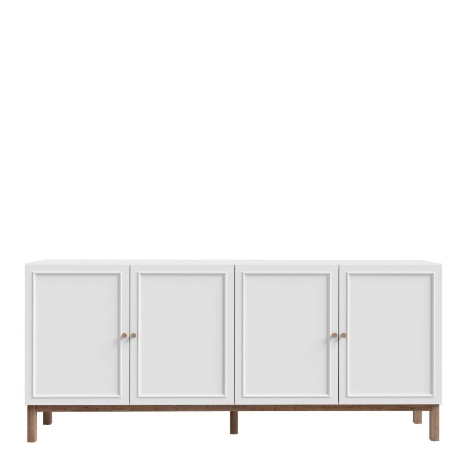 Wensley 4 Door 1 Drawer Sideboard in Light Grey and Oak