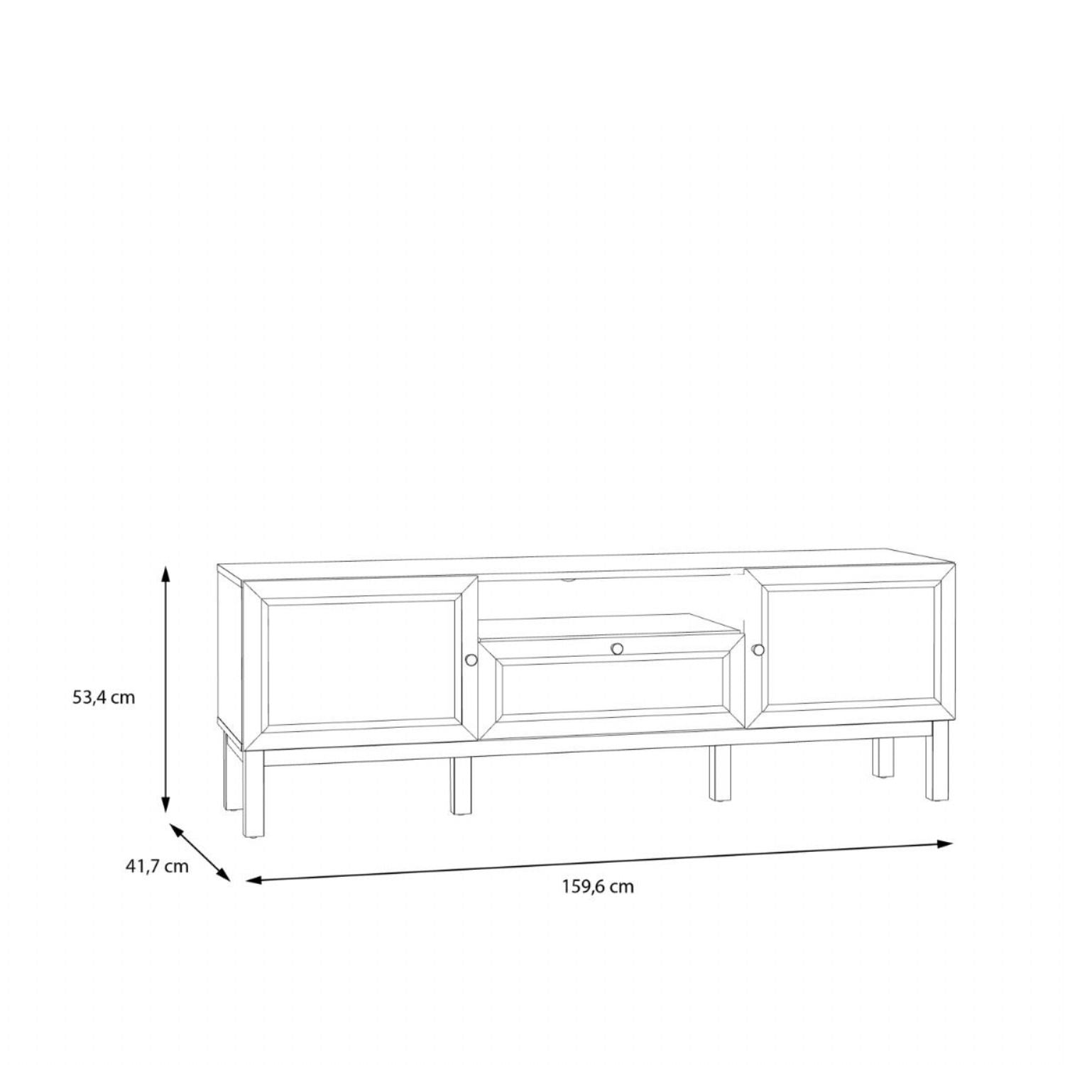 Wensley 2 Door 1 Drawer TV Unit in Light Grey and Oak