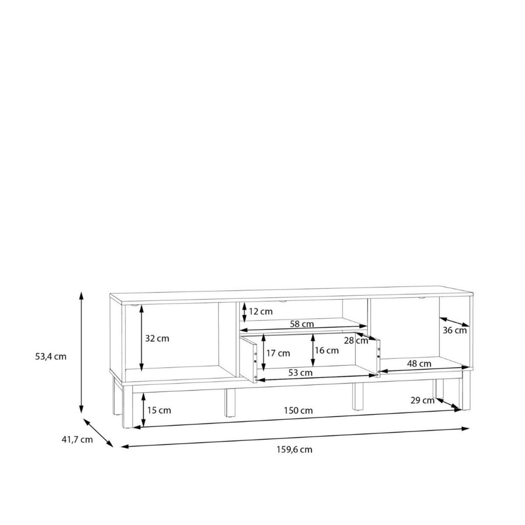 Wensley 2 Door 1 Drawer TV Unit in Light Grey and Oak