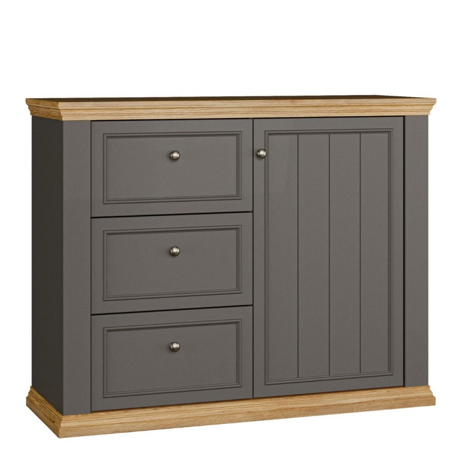 Pontypool 3 Drawer &amp; 1 Door Sideboard in Grey and Mauvella Oak