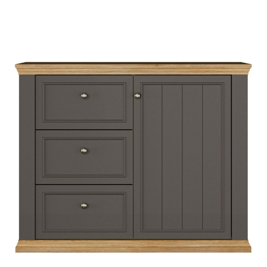 Pontypool 3 Drawer & 1 Door Sideboard in Grey and Mauvella Oak