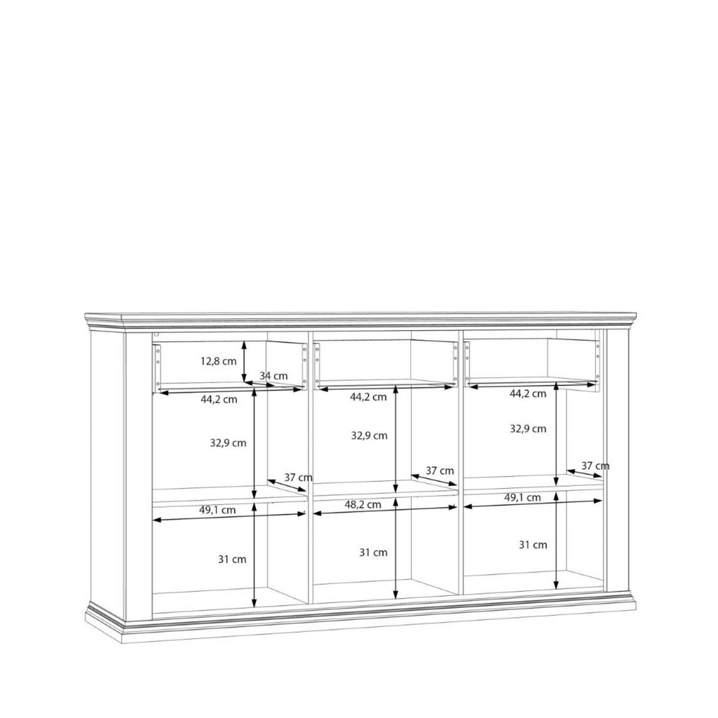 Pontypool 3 Drawer & 3 Door Sideboard in White and Riva Oak