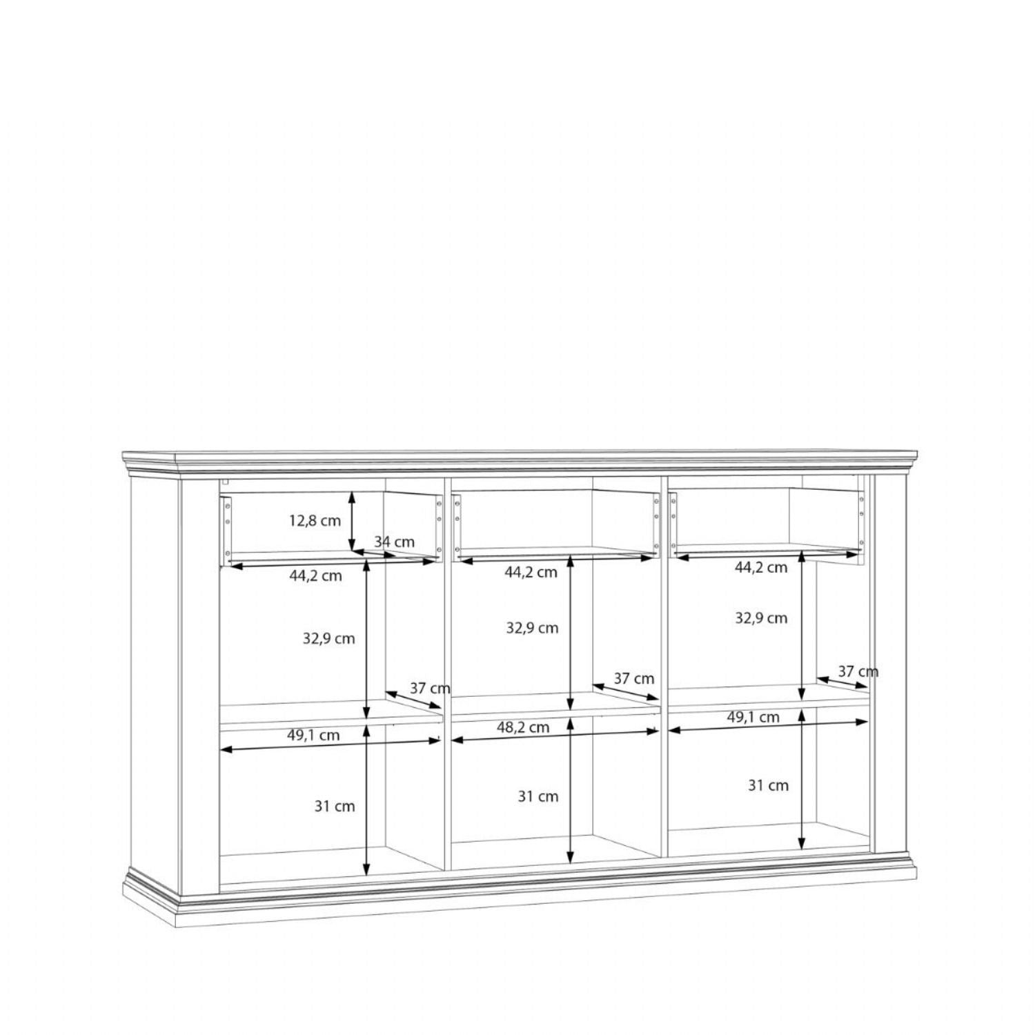 Pontypool 3 Drawer & 3 Door Sideboard in Grey and Mauvella Oak