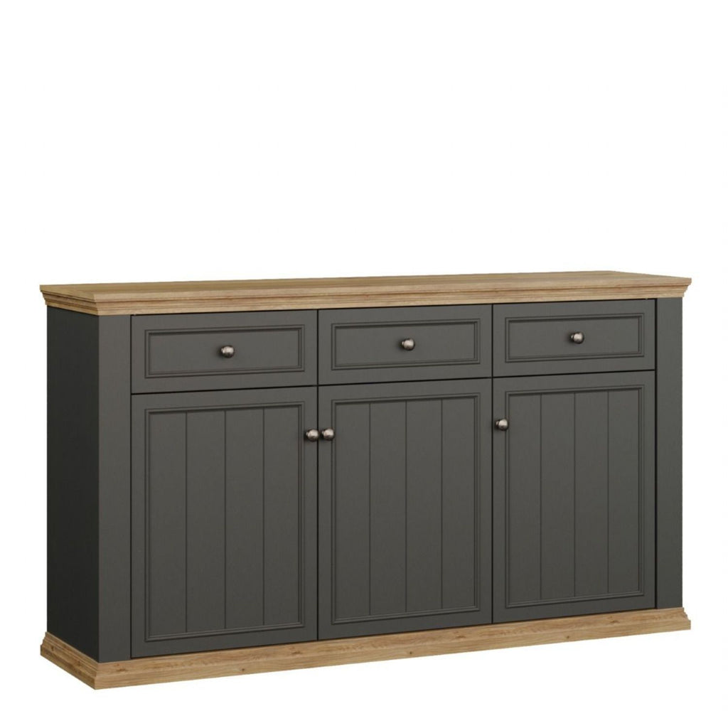 Pontypool 3 Drawer &amp; 3 Door Sideboard in Grey and Mauvella Oak