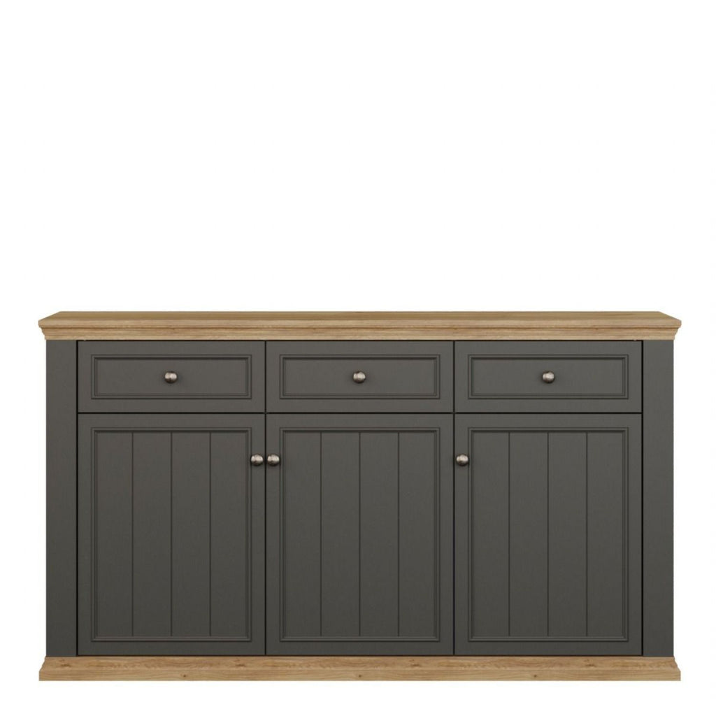Pontypool 3 Drawer & 3 Door Sideboard in Grey and Mauvella Oak