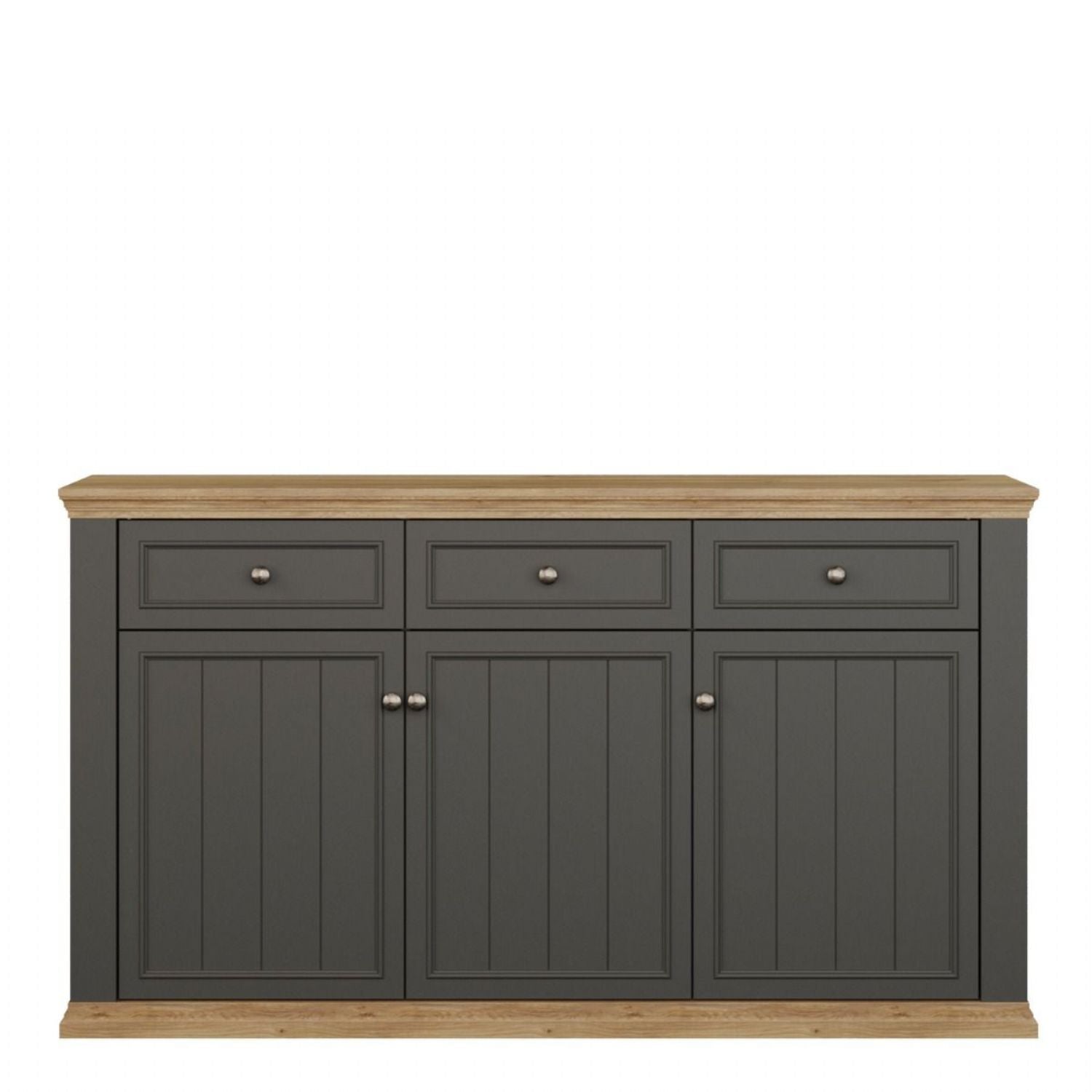 Pontypool 3 Drawer & 3 Door Sideboard in Grey and Mauvella Oak