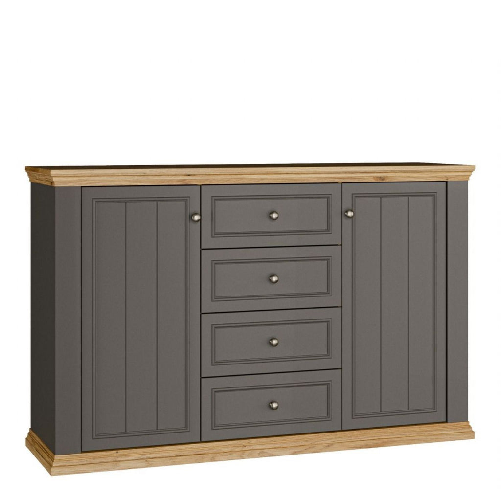 Pontypool 4 Drawer &amp; 2Door Sideboard in Grey and Mauvella Oak