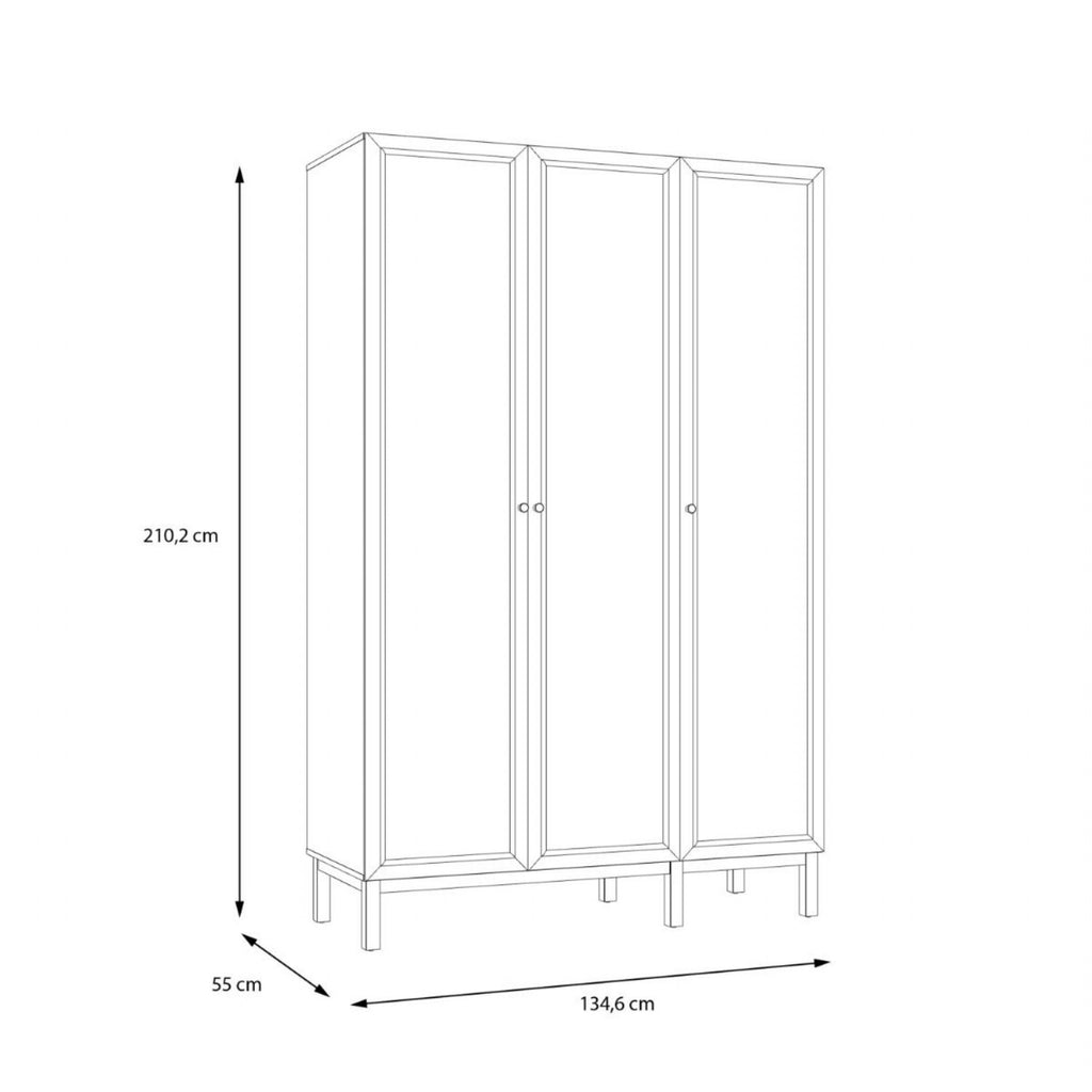 Wensley 3 Door Wardrobe in Light Grey and Oak
