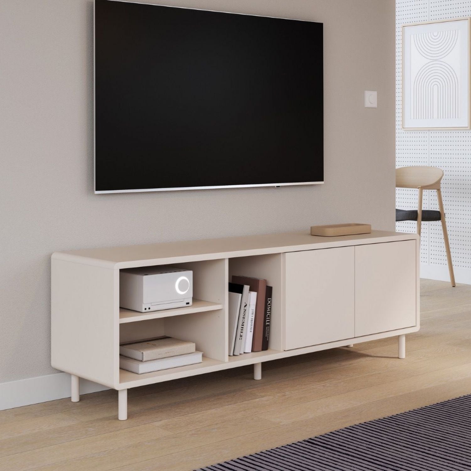 Playly TV Unit with Open Shelving and 2Door Storage in Sand