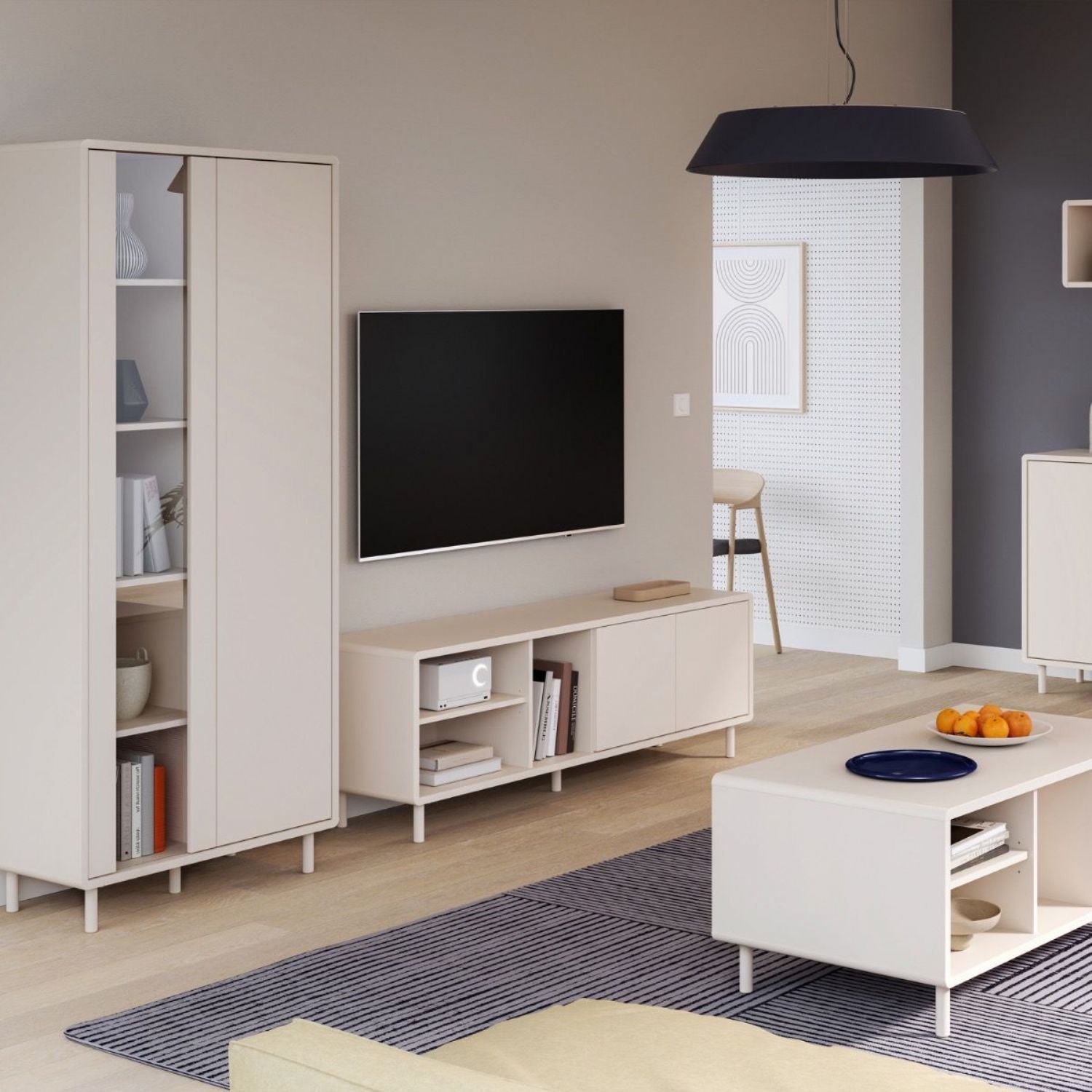 Playly TV Unit with Open Shelving and 2Door Storage in Sand