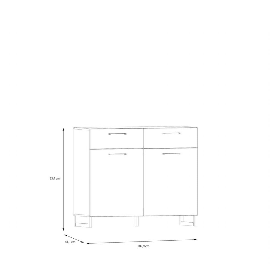 Sali 2 Door 2 Drawer Chest in Sage Green