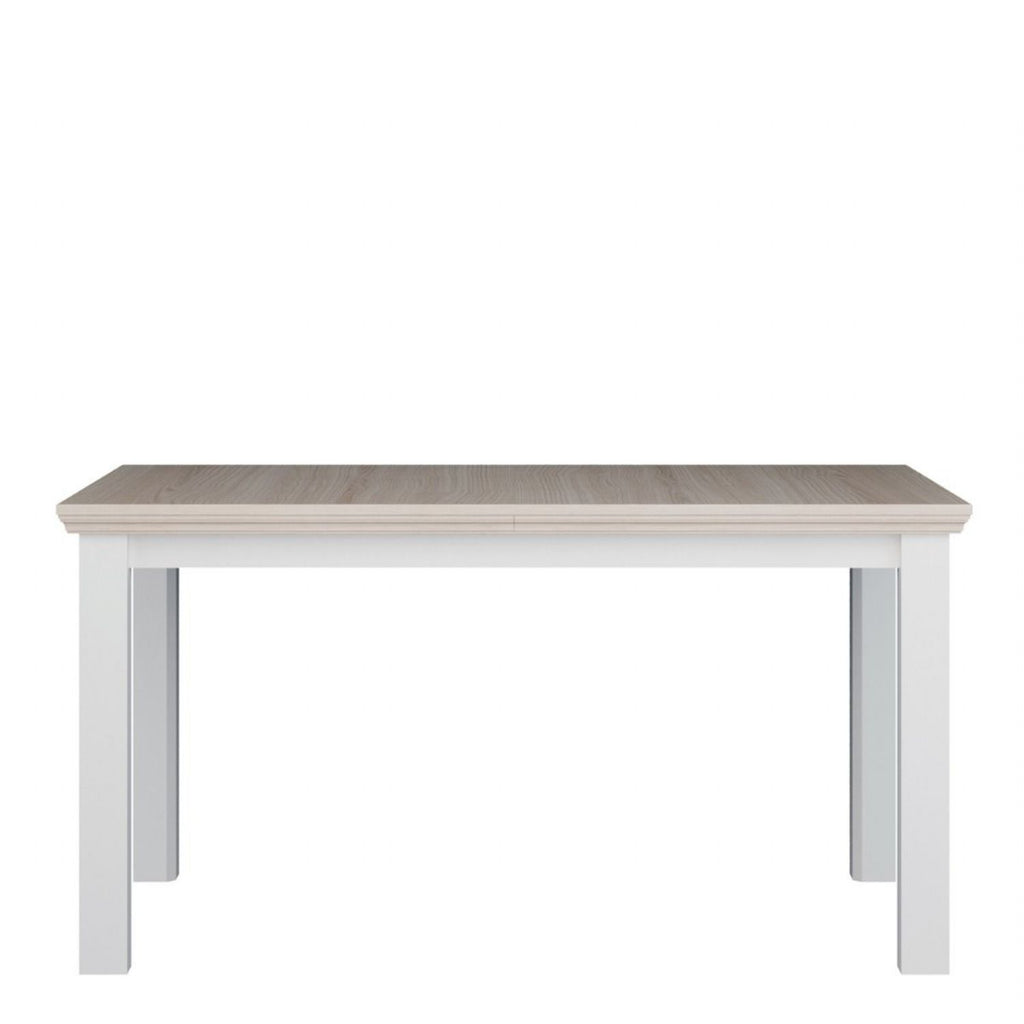 Pontypool Rectangular Dining Table 150x90cm in White and Riva Oak