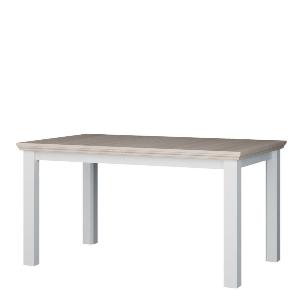 Pontypool Rectangular Dining Table 150x90cm in White and Riva Oak