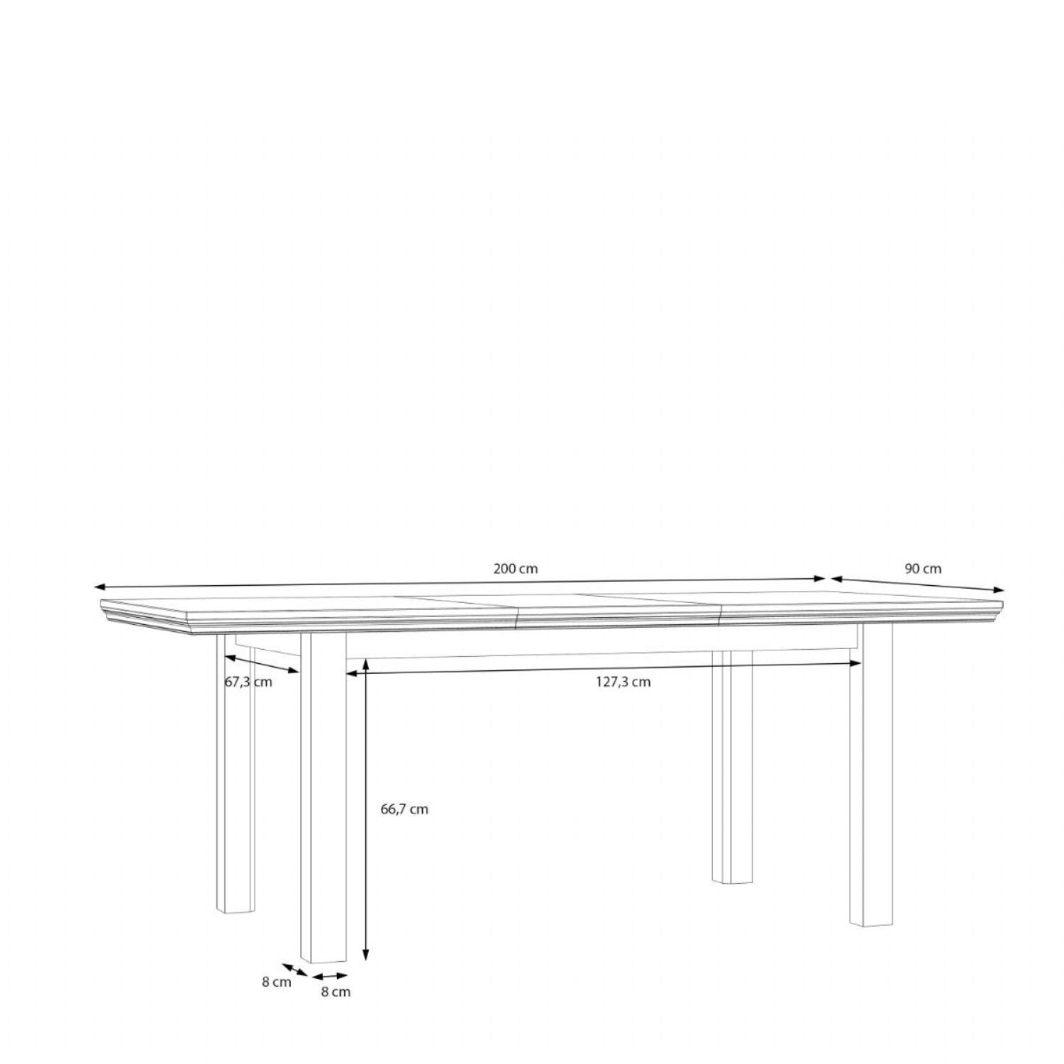 Pontypool Rectangular Dining Table 150x90cm in White and Riva Oak