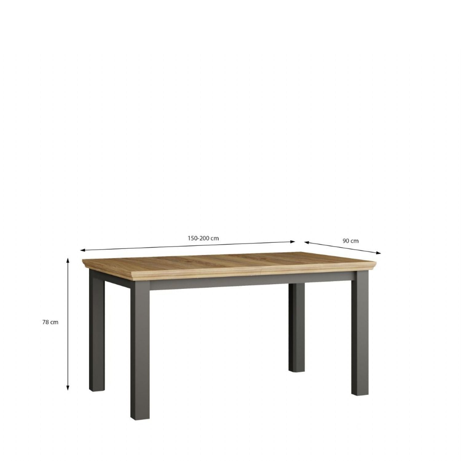 Pontypool Rectangular Dining Table 150x90cm in Wolfram Grey and Mauvella Oak
