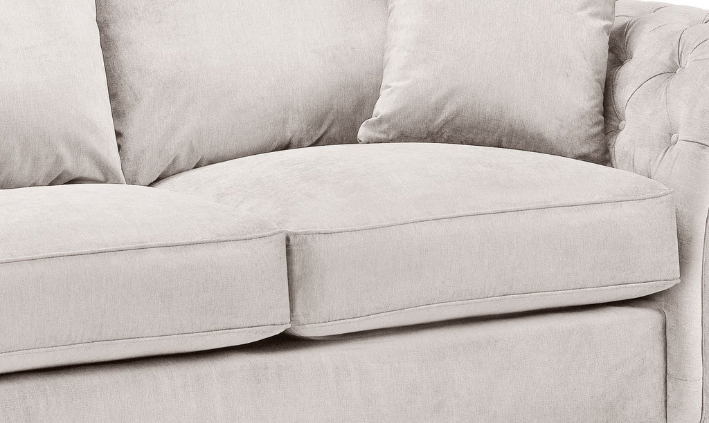 Stone Fabric Large Fullback Corner Sofa Button Tufted