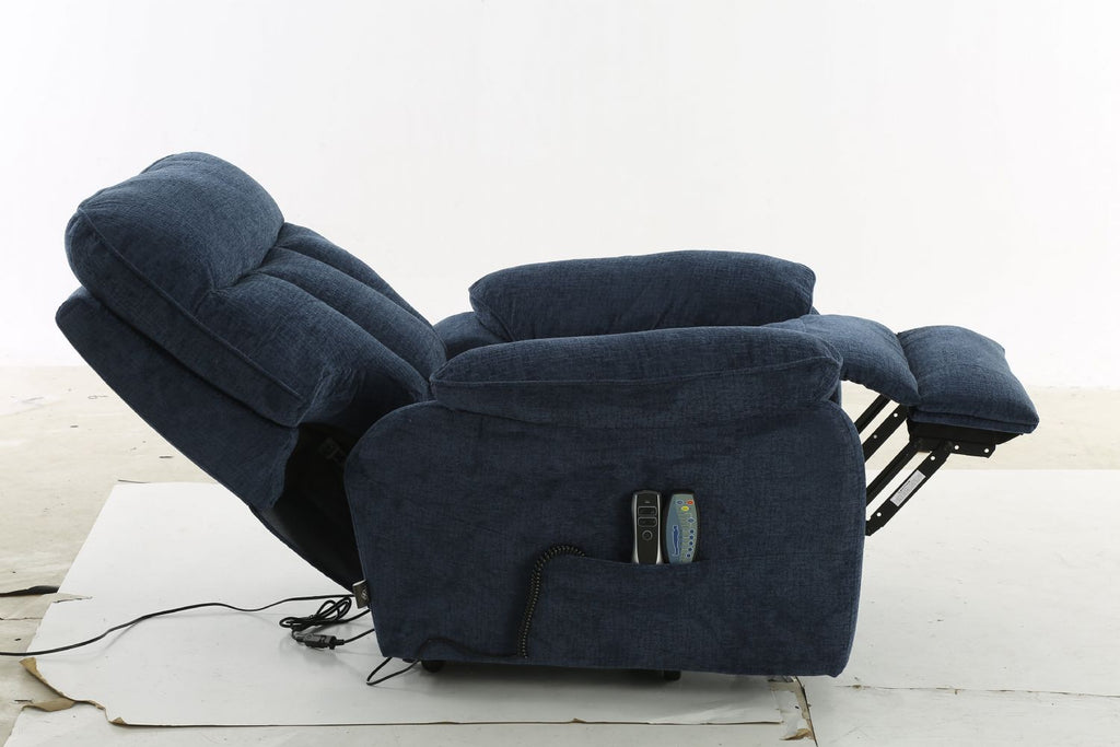 Blue Fabric Electric Rise and Recliner Massage Chair
