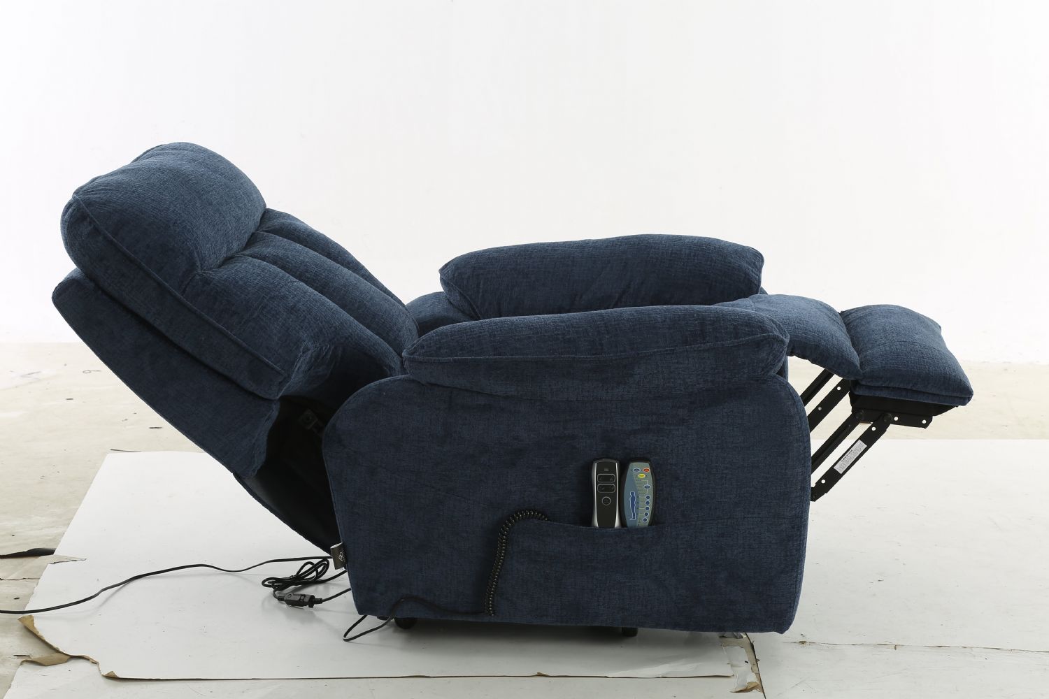 Blue Fabric Electric Rise and Recliner Massage Chair