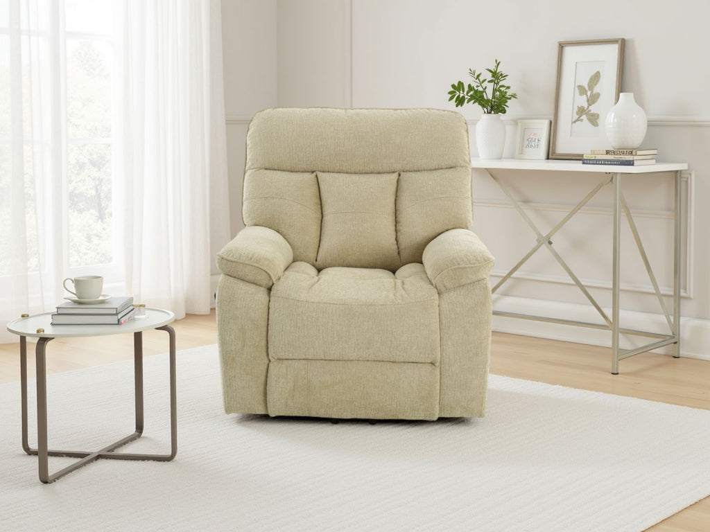 Beige Fabric Electric Rise and Recliner Massage Chair