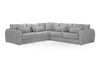 Grey Fabric Upholstered Large Corner Group Sofa Curved Arms