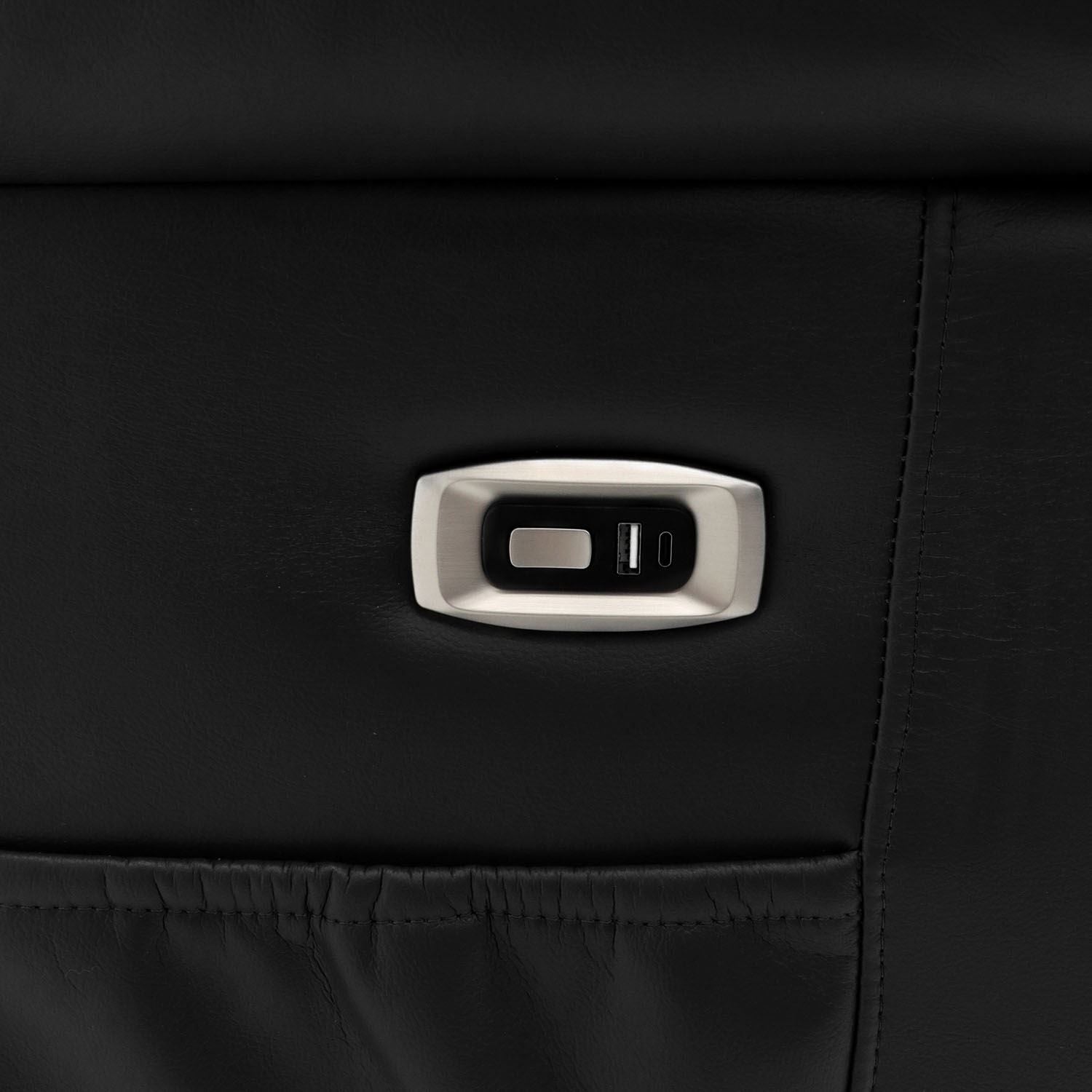 Black Leather Effect 3 Seater Electric Recliner Sofa