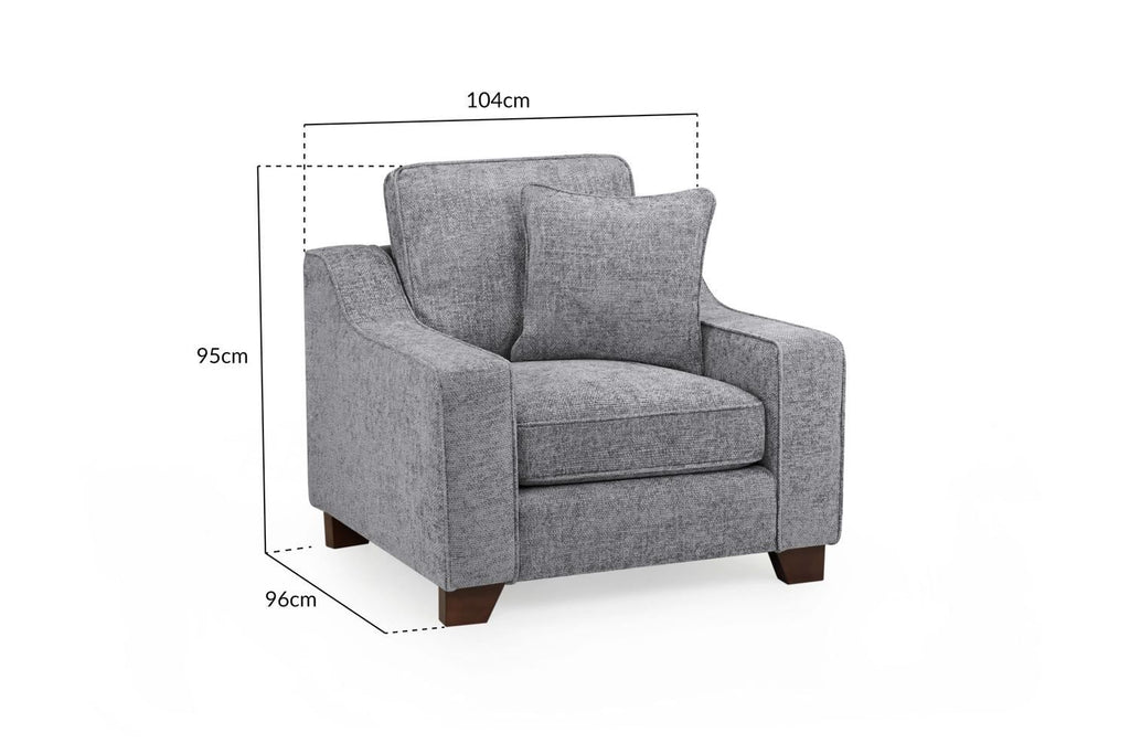 Slate Grey Woven Fabric Armchair Wooden Feet