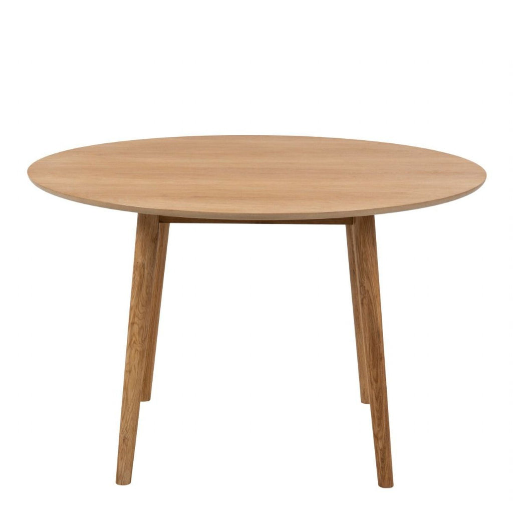 Nagano Round Dining Table in Oak includes 4 Femke Dining Chair in Olive Green