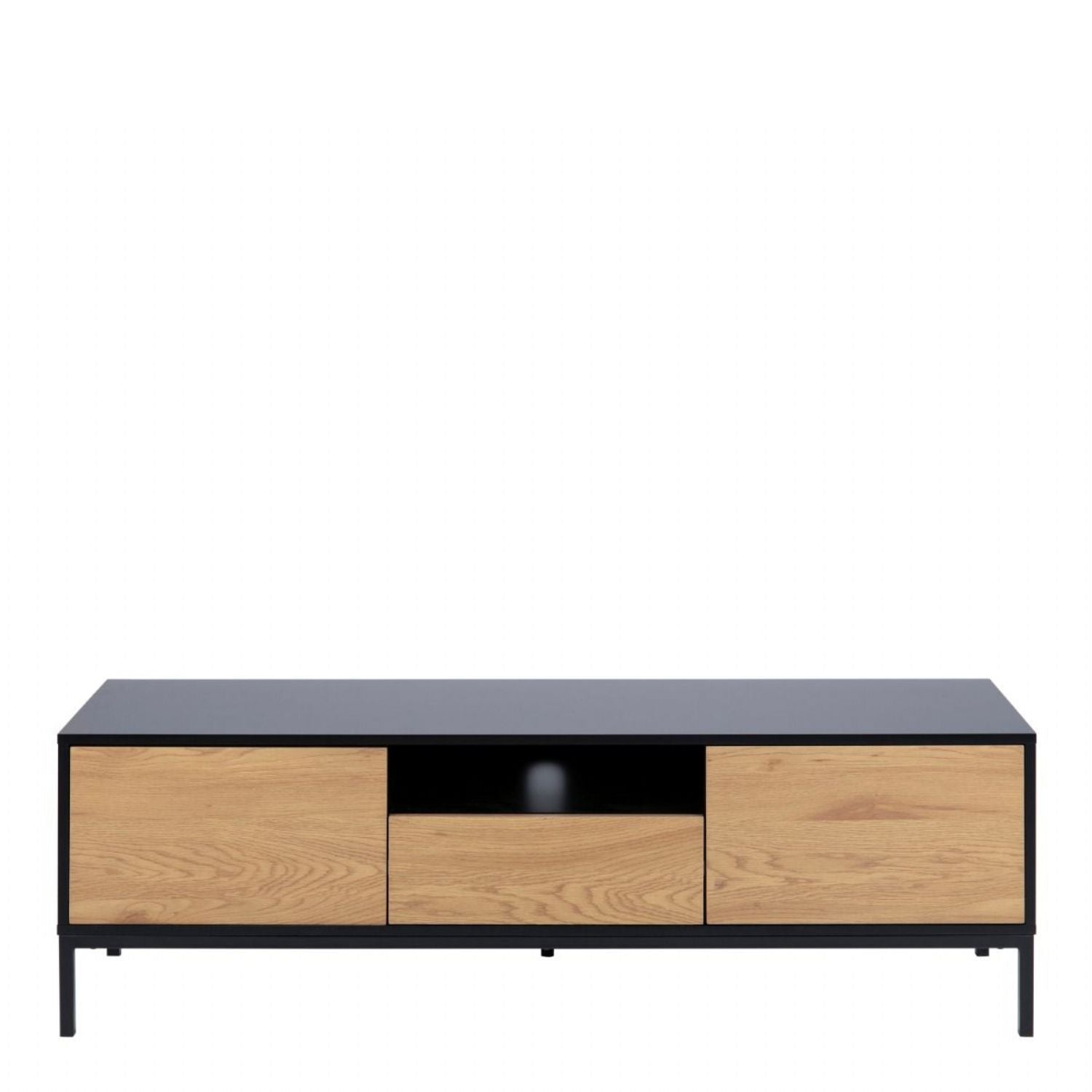 Seaford TV Unit 2 Doors 1 Drawer in Black And Oak