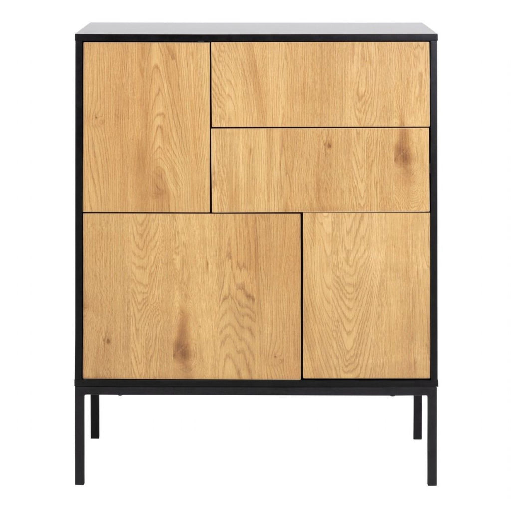 Seaford 3 Door 2 Drawer Sideboard in Black And Oak