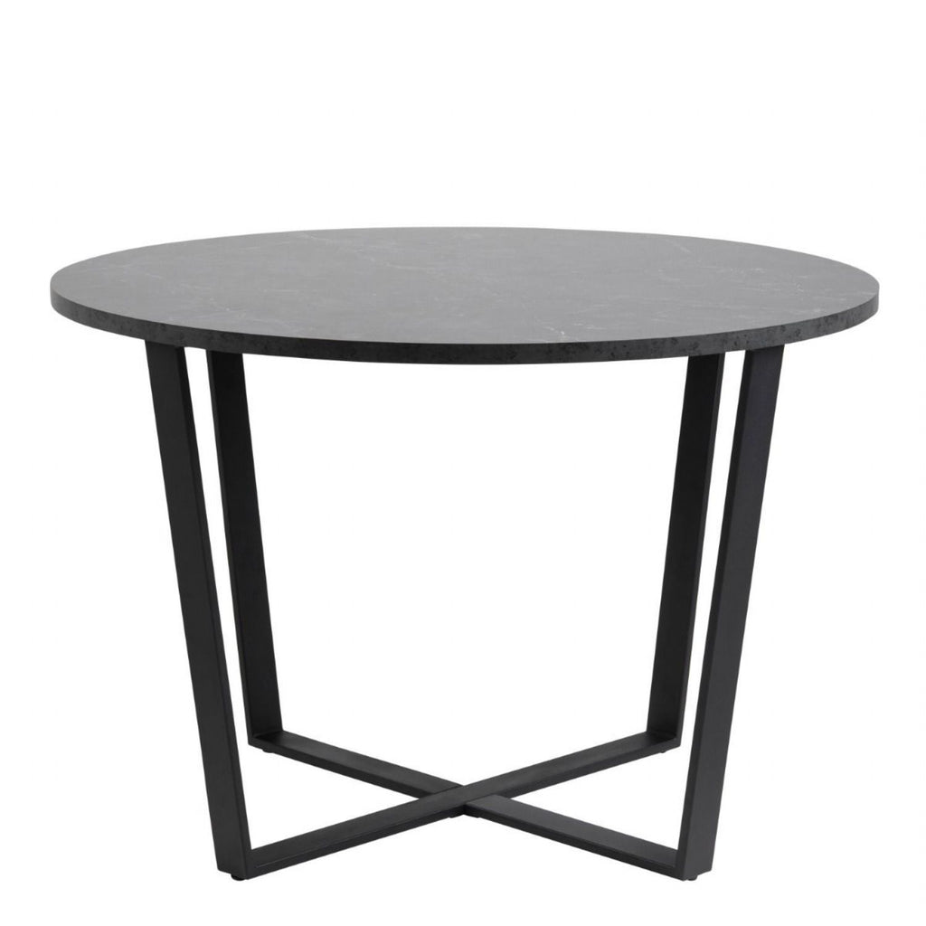 Amble Round Dining Table with Black Marble Effect Top