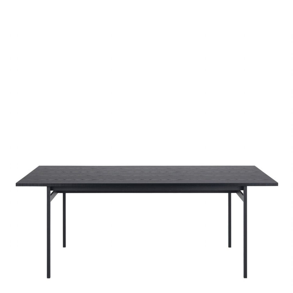 Angus Dining Table in Black includes 4 Carrie Swivel Dining Chair in Sand