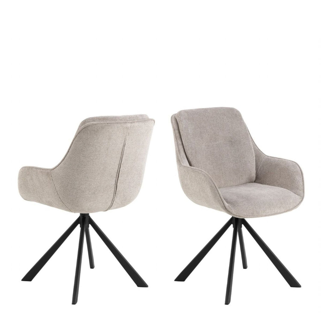 Angus Dining Table in Black includes 4 Carrie Swivel Dining Chair in Sand