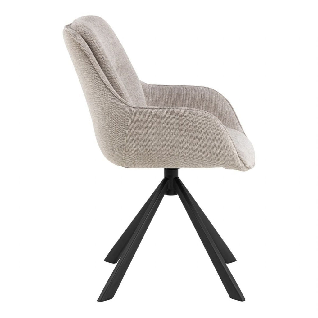 Angus Dining Table in Black includes 4 Carrie Swivel Dining Chair in Sand
