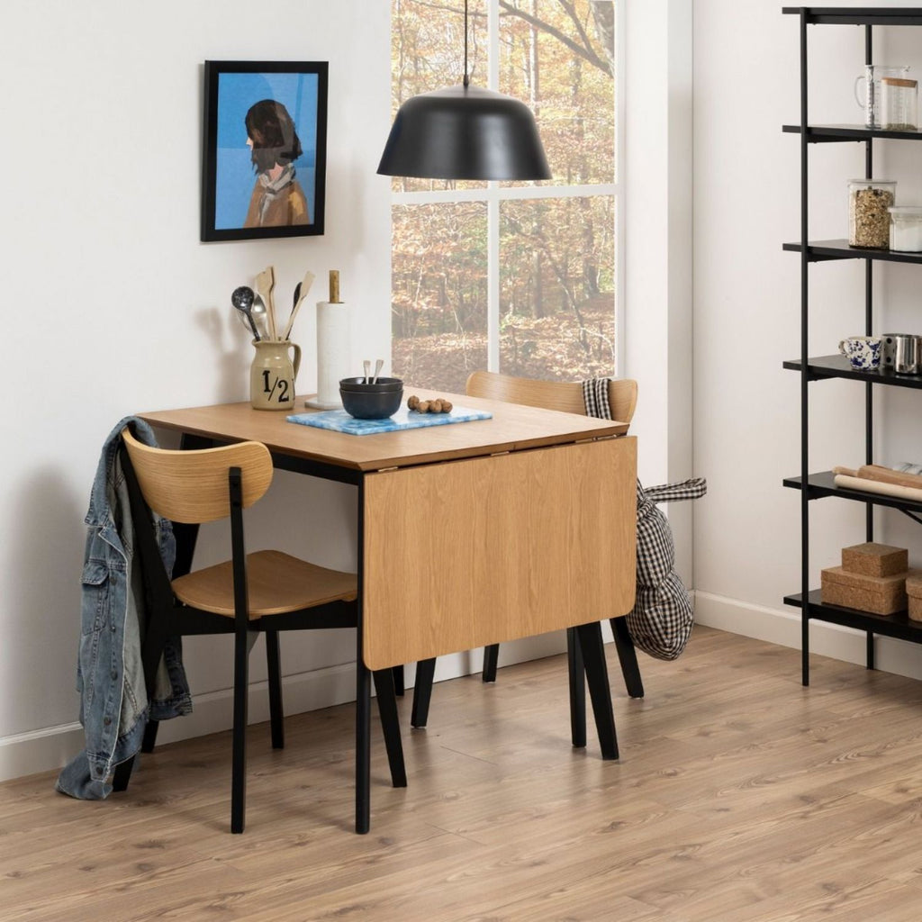 Roxby Extending Dining Table 80120cm in Oak &amp; Black includes 2 Roxby Dining Chairs in Black and Oak